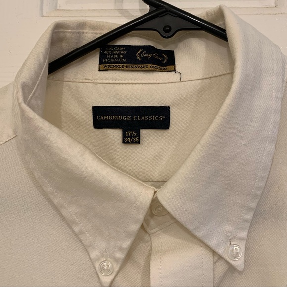 2pack Cambridge classics white button up long sleeve shirts 17.5 34/35 bundle - Picture 3 of 4